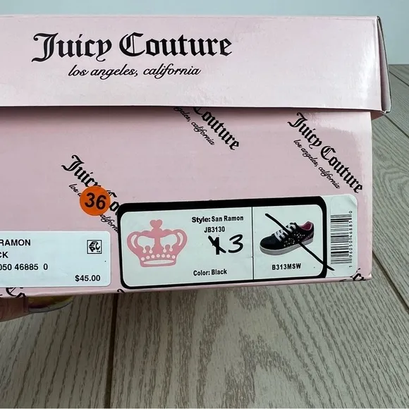 Juicy Couture Big Girls Old Town Glitter Lace-up Sneakers 3 Black &amp; Pink $50
