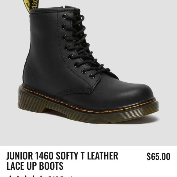JUNIOR 1460 SOFTY T LEATHER LACE UP BOOTS Size 3