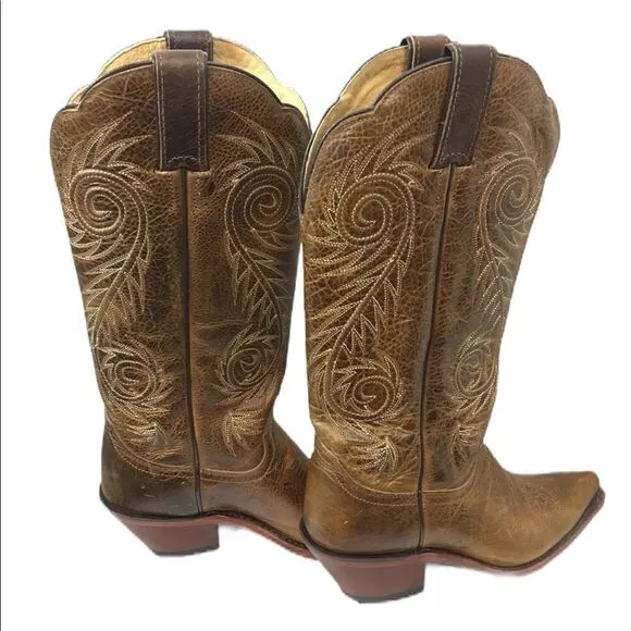 Justin Apache snip toe leather cowboy boots