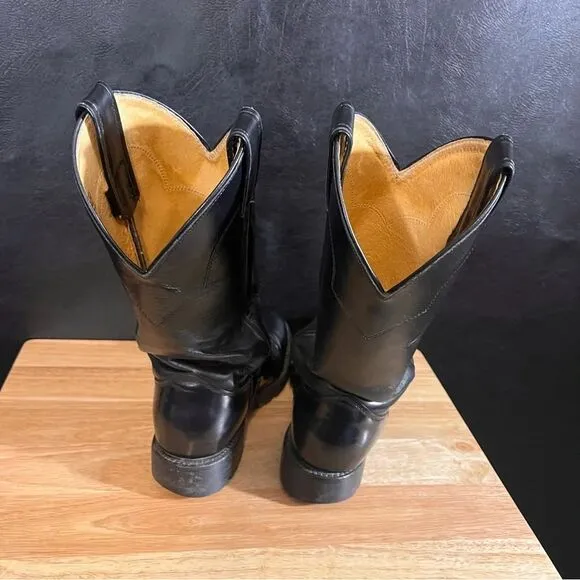 Justin Black Round Toe Boots Size 6 1/2 D