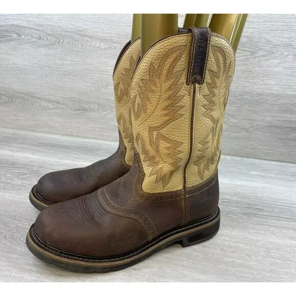 Justin Boots Superintendent SE4660 Men's 10D Brown Leather Cowboy 11&quot; Work Boot