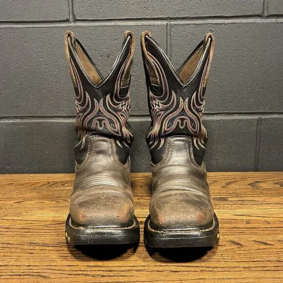 Justin Boots Tanker Vibram Brown Water Buffalo WK2104 Square Steel Toe Men’s 8 D