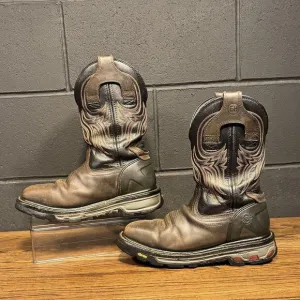 Justin Boots Tanker Vibram Brown Water Buffalo WK2104 Square Steel Toe Men’s 8 D