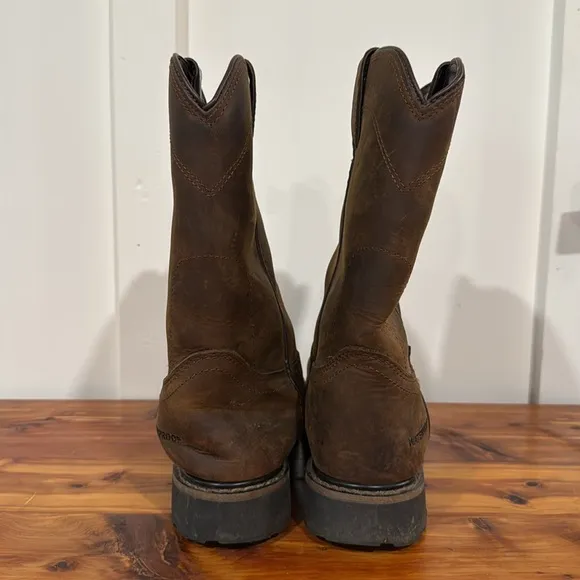 Justin Drywall 10&quot; Steel Waterproof Toe Boots in Whiskey 10EE (Wide Fit)