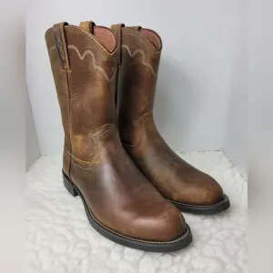 Justin Jeb 10 Men's Roper Toe Boots Size 8 D Tan Apache Cowhide Style #3902
