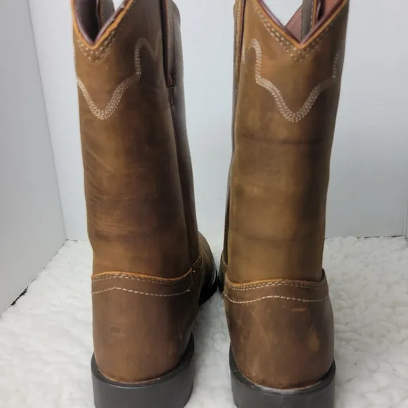 Justin Jeb 10 Men's Roper Toe Boots Size 8 D Tan Apache Cowhide Style #3902