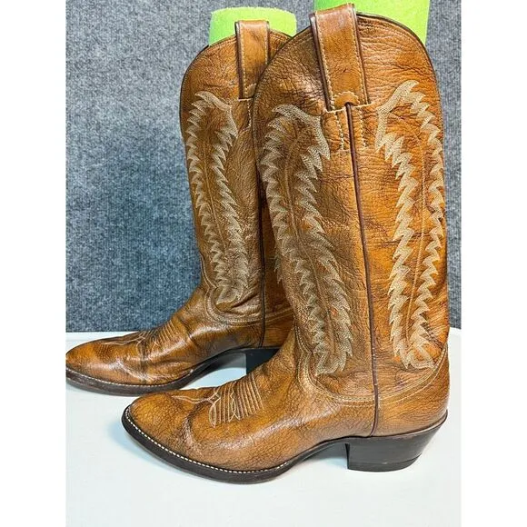 Justin Mens Cowboy Boots Brown Leather Western Style J7093 14&quot; High Size‎ 8D