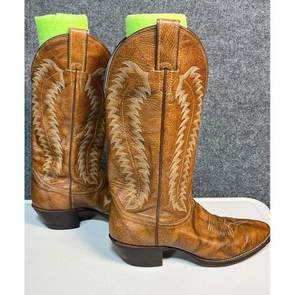 Justin Mens Cowboy Boots Brown Leather Western Style J7093 14&quot; High Size‎ 8D