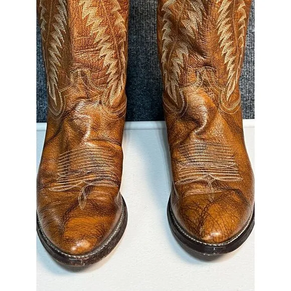 Justin Mens Cowboy Boots Brown Leather Western Style J7093 14&quot; High Size‎ 8D
