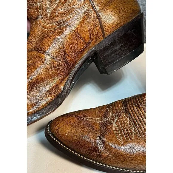 Justin Mens Cowboy Boots Brown Leather Western Style J7093 14&quot; High Size‎ 8D
