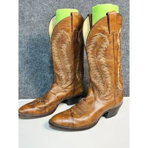 Justin Mens Cowboy Boots Brown Leather Western Style J7093 14&quot; High Size‎ 8D