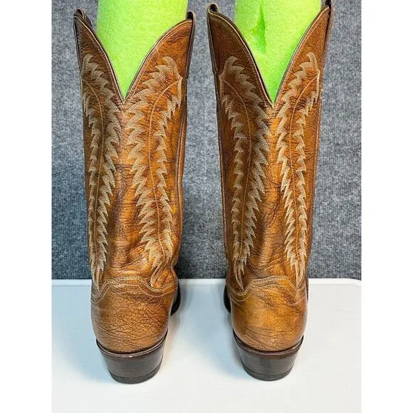 Justin Mens Cowboy Boots Brown Leather Western Style J7093 14&quot; High Size‎ 8D