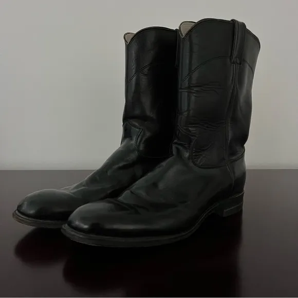 Justin Men’s Cowboy Boots  - Roper Round Toe 3133 - Black - Size 12B