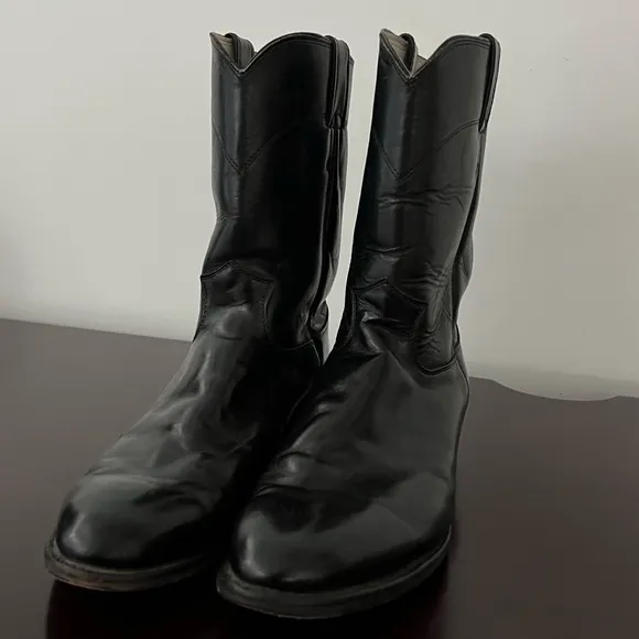 Justin Men’s Cowboy Boots  - Roper Round Toe 3133 - Black - Size 12B