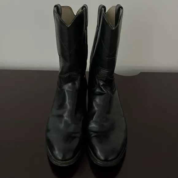 Justin Men’s Cowboy Boots  - Roper Round Toe 3133 - Black - Size 12B