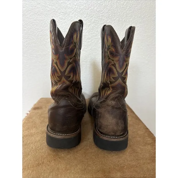 Justin Men's‎ Rugged Stampede Tan Cowhide Steel Square Toe Workboots Size 11D