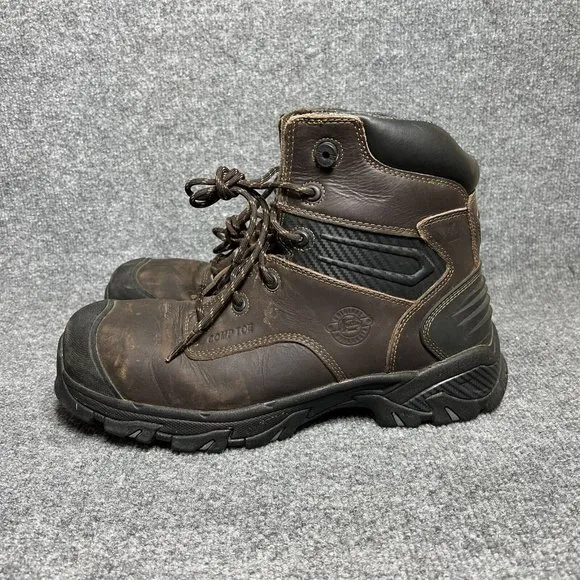 Justin Original Work Steel Toe Boots Mens 11.5 Brown Black Lace Up