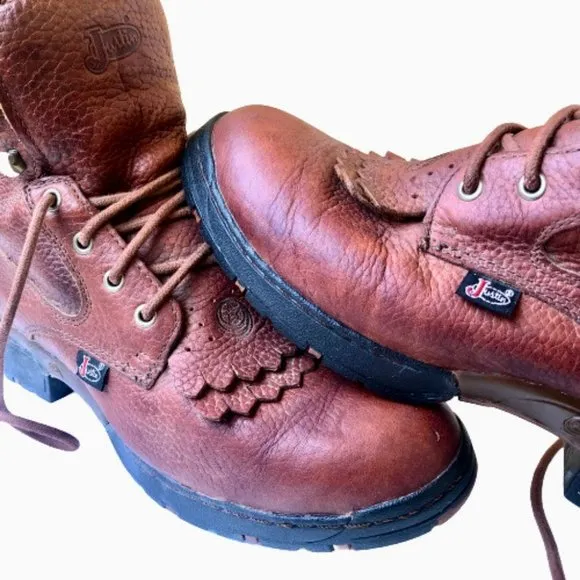 JUSTIN Roper Paddock Boots Western WATERPROOF STEEL TOE Kiltie Lacer Womens