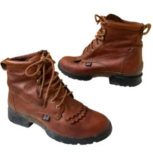 JUSTIN Roper Paddock Boots Western WATERPROOF STEEL TOE Kiltie Lacer Womens