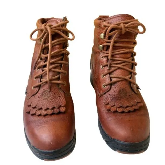 JUSTIN Roper Paddock Boots Western WATERPROOF STEEL TOE Kiltie Lacer Womens