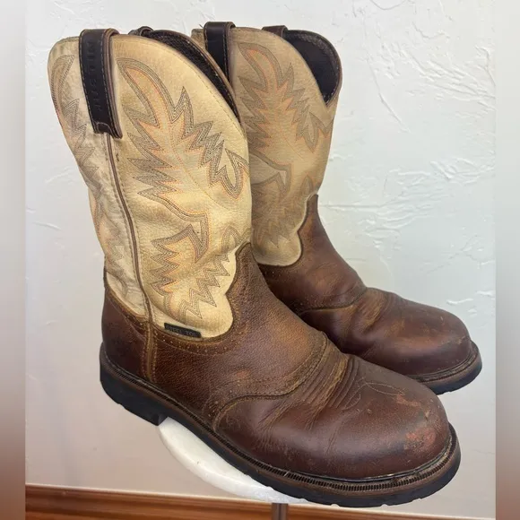 JUSTIN Superintendent‎ 11 inch Steel Toe Boot Western Cowboy Leather Work 11D