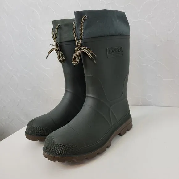 Kamik Icebreaker Insulated Mens Boots Size 8 Black Khaki Waterproof Rubber NEW