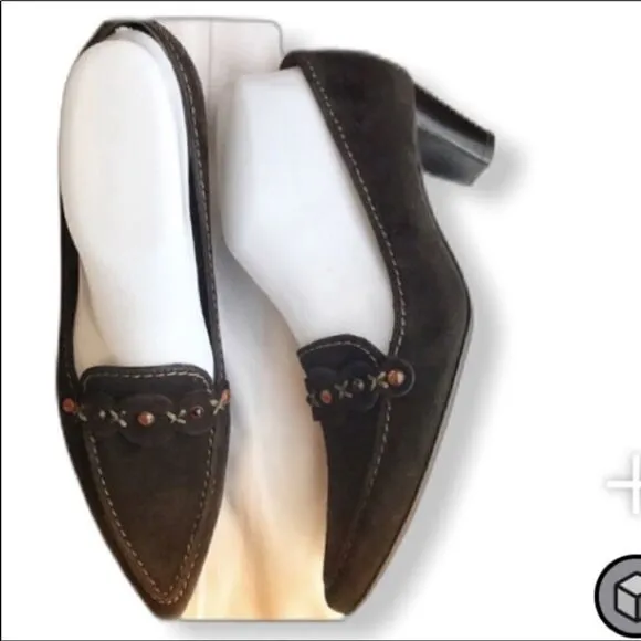 K&amp;S BROWN SUEDE EMBELLISHED PUMPS.  NEW