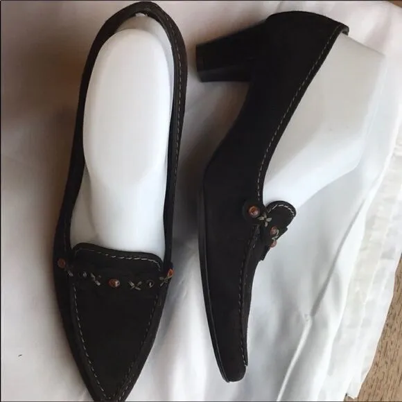 K&amp;S BROWN SUEDE EMBELLISHED PUMPS.  NEW