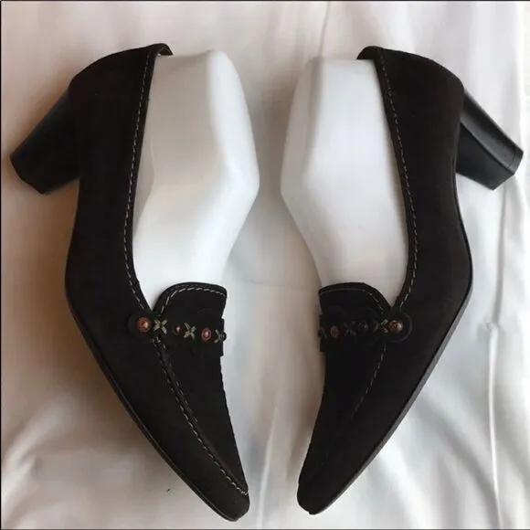 K&amp;S BROWN SUEDE EMBELLISHED PUMPS.  NEW