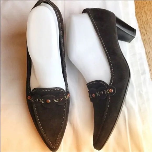 K&amp;S BROWN SUEDE EMBELLISHED PUMPS.  NEW