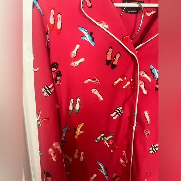 Kate Spade New York Women 2 Piece Pajama Set Party Shoes Red SMALL