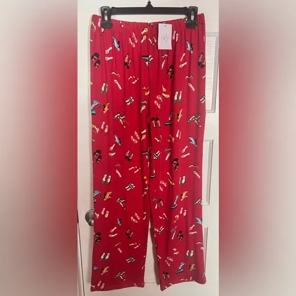 Kate Spade New York Women 2 Piece Pajama Set Party Shoes Red SMALL