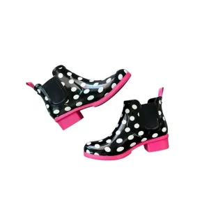 Kate Spade Trudy Womens Black White Polka Dot Chelsea Ankle Rain Boots Size 7