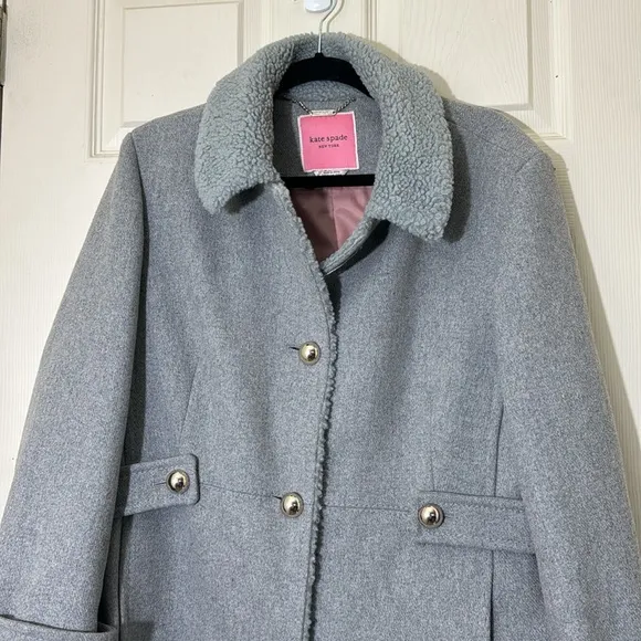 KATE SPADE Women’s Wool Long Coat Size XL Gray Jacket