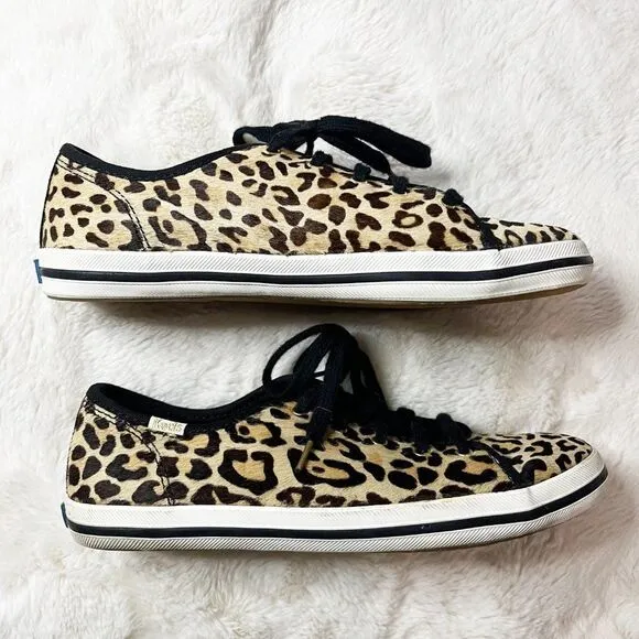 Keds X Kate Spade Kickstart Calf Hair Leopard Print Youth Sneakers KK161441