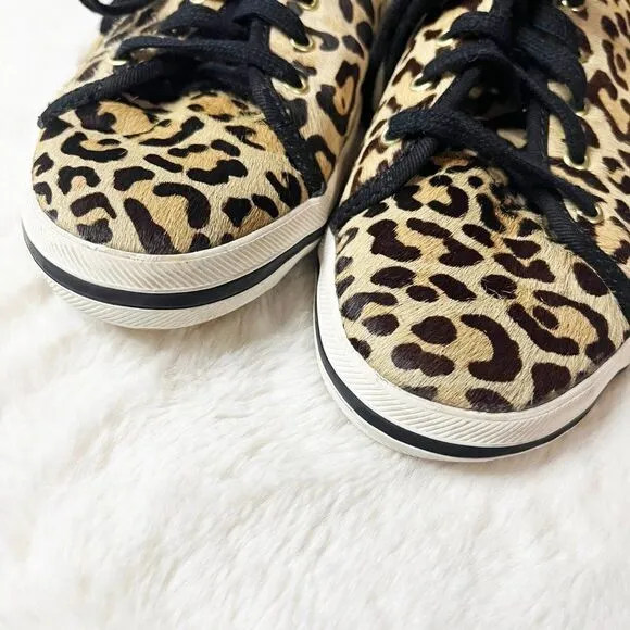 Keds X Kate Spade Kickstart Calf Hair Leopard Print Youth Sneakers KK161441