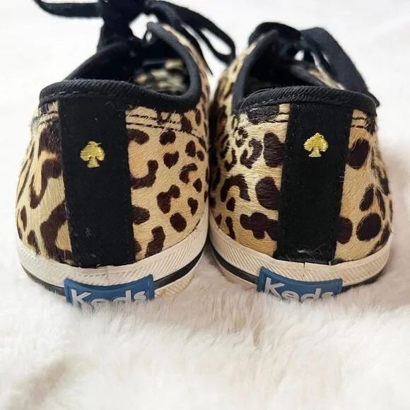 Keds X Kate Spade Kickstart Calf Hair Leopard Print Youth Sneakers KK161441