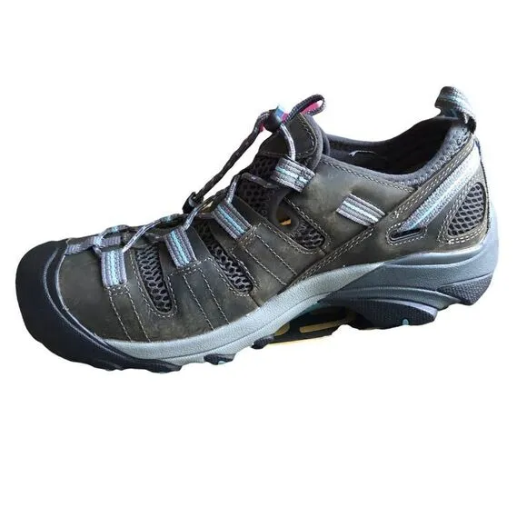 KEEN Atlanta Cool ESD steel toe metatomical footbed in the color gargoyle grey