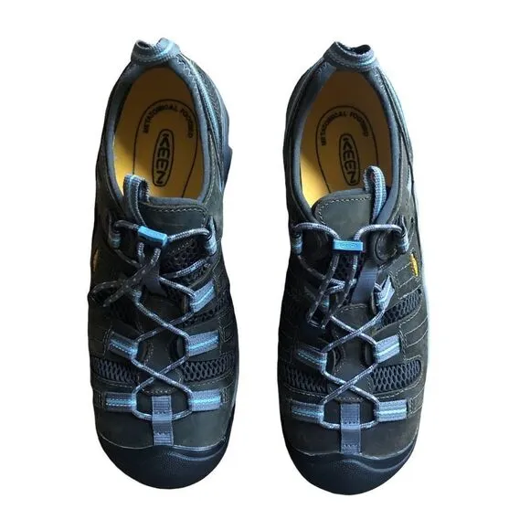 KEEN Atlanta Cool ESD steel toe metatomical footbed in the color gargoyle grey