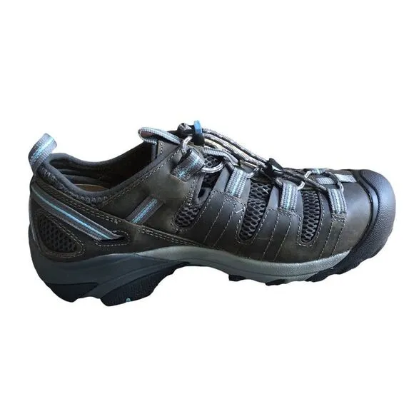 KEEN Atlanta Cool ESD steel toe metatomical footbed in the color gargoyle grey