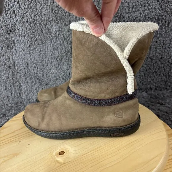 Keen Galena Boots Womens Size 7 Brown Nubuck Leather Fleece Lined Winter Snow