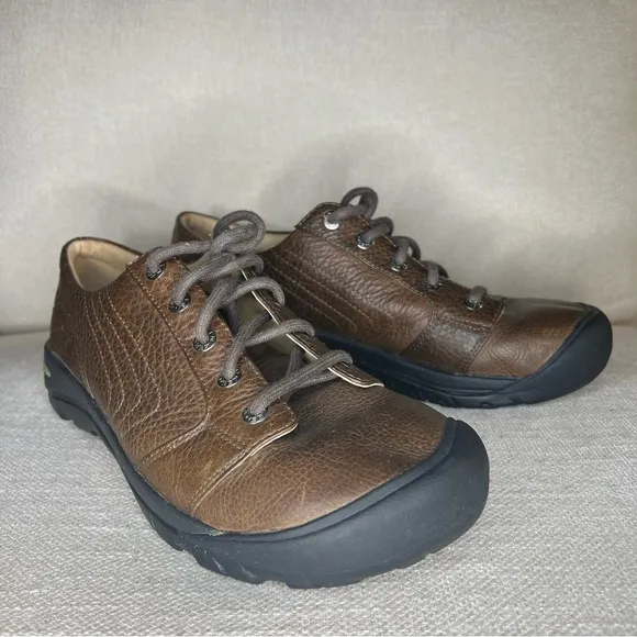 Keen Mens Shoe Alki Lace Size US  9.5  Brown Leather Athletic Oxford Comfort Sho
