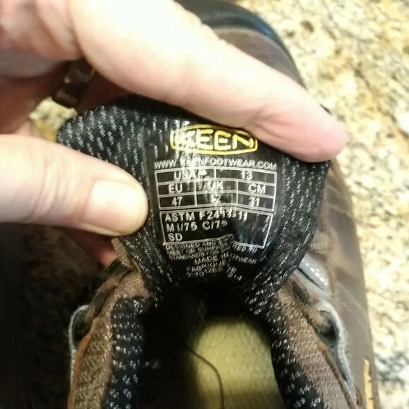 Keen Steel Toe Mens 13 Brown Leather Work Shoes ASTM F2413-11 Hiking