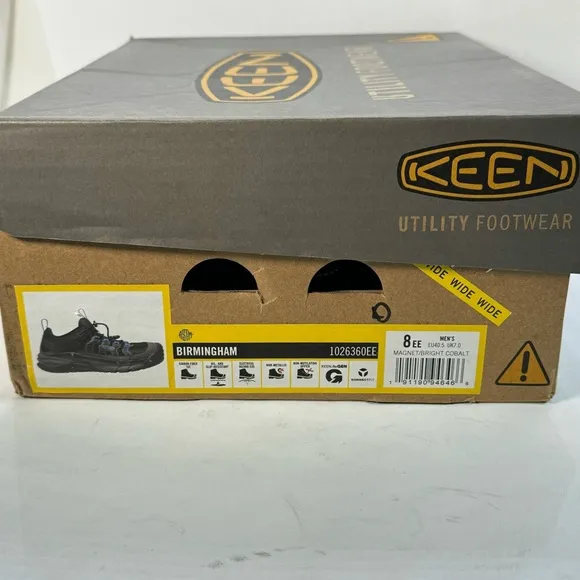 KEEN Utility Birmingham Grey Low Composite Toe Work Shoes Men Size 8 Extra WIDE