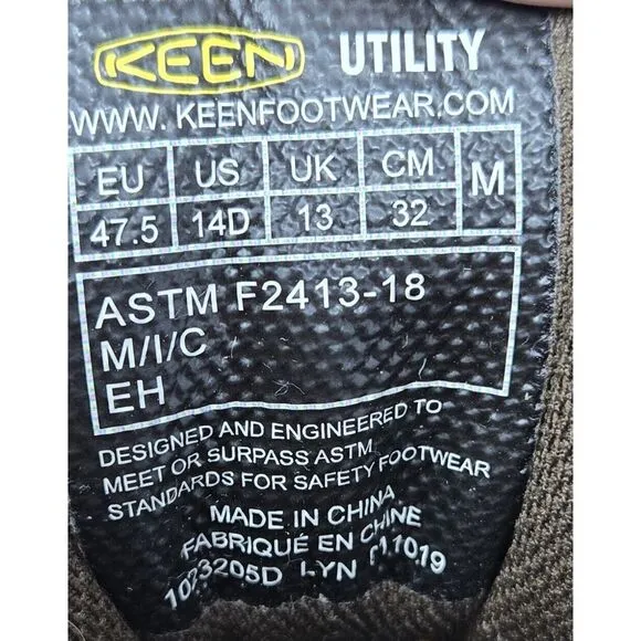 Keen Utility Lansing Low Shoes‎ Mens 14D Brown Work Hiking Steel Safety Toe