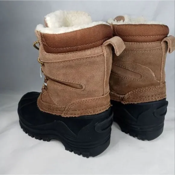 Khombu Kids Snowtracker Faux Fur Lined Waterproof Boots Sz 8 Blk/ Brown Preowned