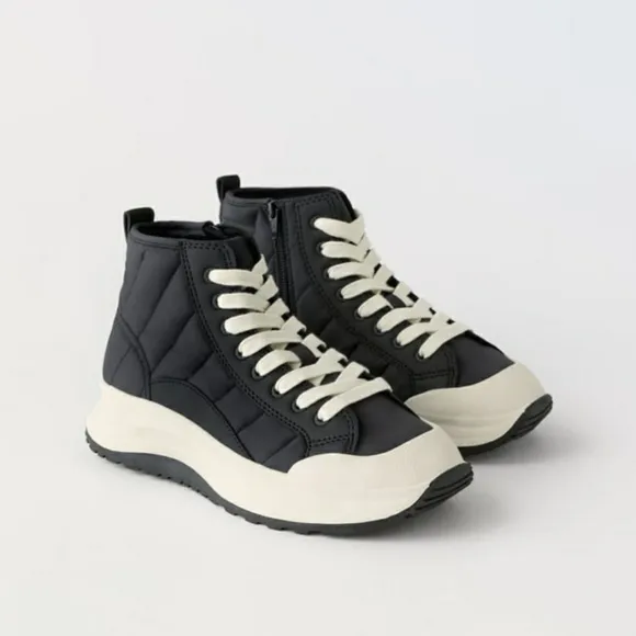 Kids Blue Quilted High Top Sneakers. By Zara.
