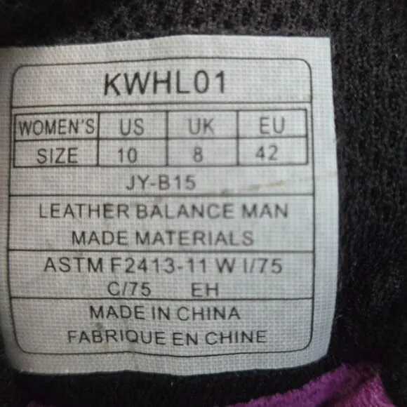 King's By Honeywell KWHL01 Leather Steel Toe Hiker Boots Black Purple Size 10