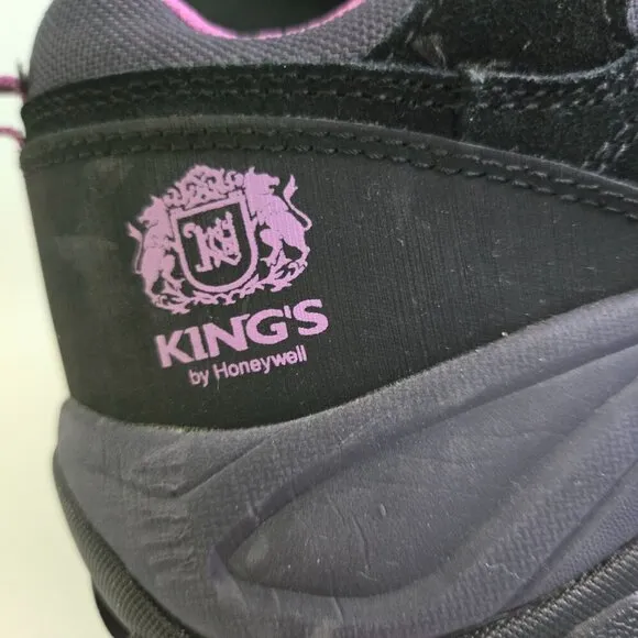 King's By Honeywell KWHL01 Leather Steel Toe Hiker Boots Black Purple Size 10