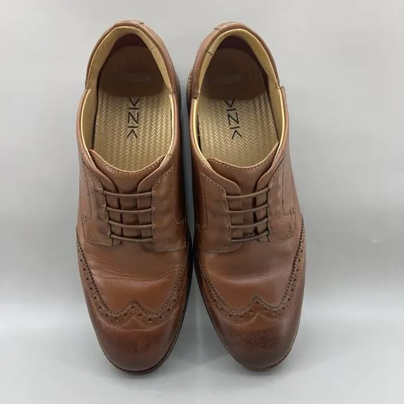 Kizik Kingston Brogue Shoes Men Size 11.5 M Brown Leather Comfort Dress Oxford